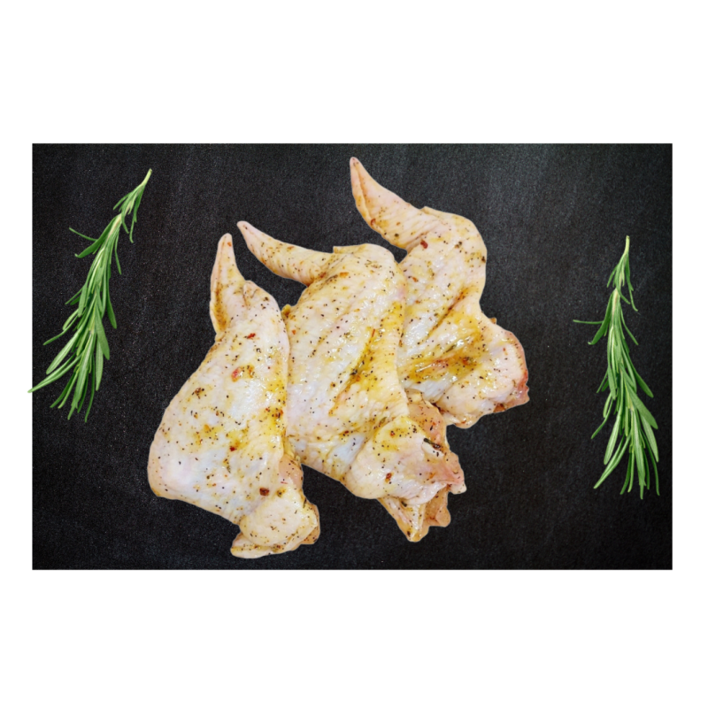 Marinuoti viščiukų broilerių sparneliai citrininiame pipirų marinate