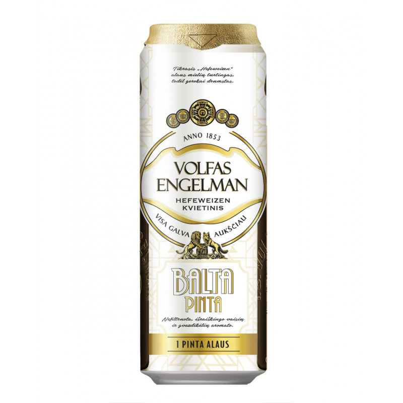 Kvietinis alus VOLFAS ENGELMAN Balta pinta (5%), 568 ml
