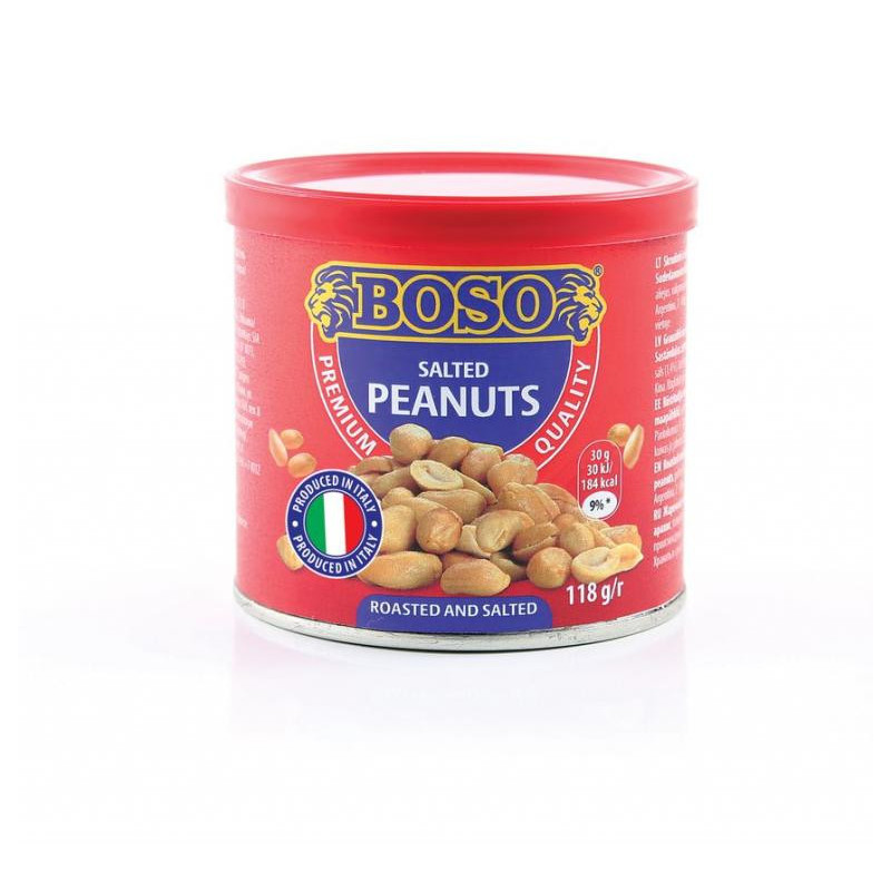 Boso sūdyti ir skrudinti žemės riešutai be luobelių, 118g