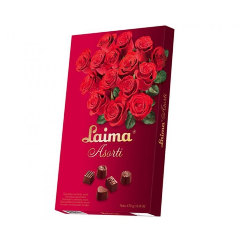 Saldainiai dėžutėje Asorti "Raudona Rožė" 470g