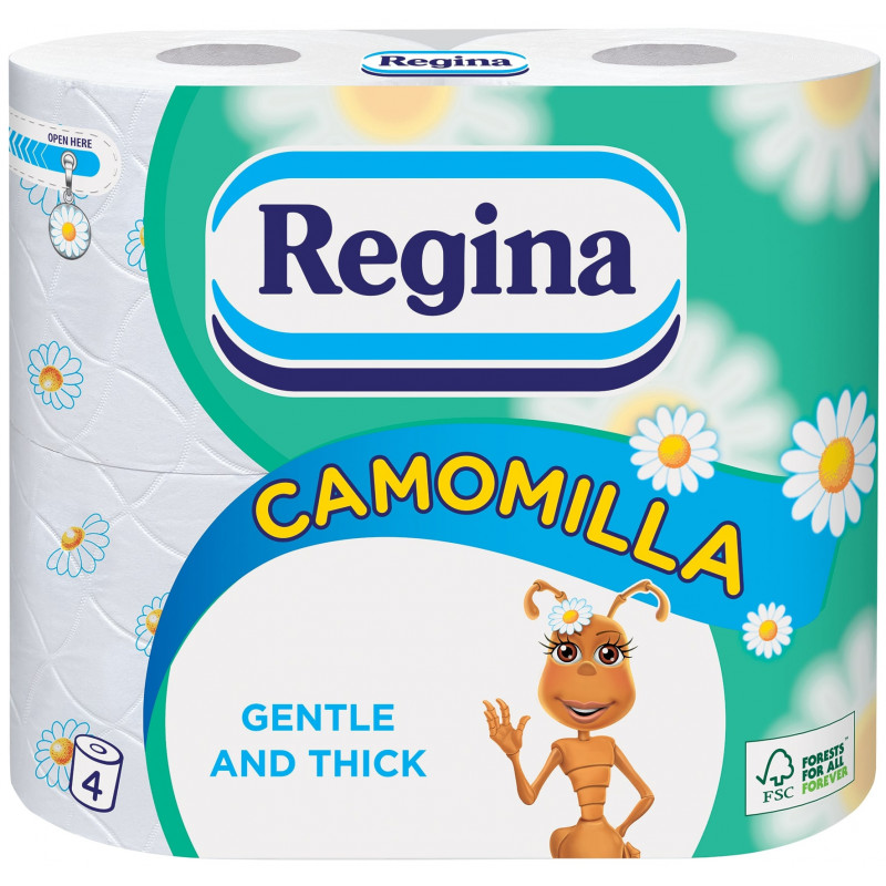 Tualetinis popierius  Regina ramunėlė 4vnt 3sluoksnių