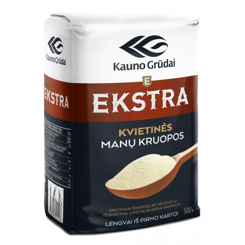 Manų kruopos EKSTRA, 0.5kg /Kauno grūdai