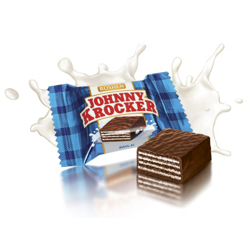 Vafliniai saldainiai su pieno skonio įdaru Johnny Krocker