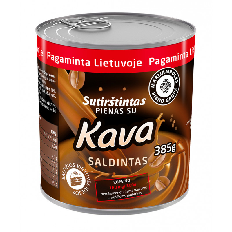 Saldintas sutirštintas pienas su kava, 385g