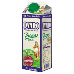 DVARO pienas 2.5% rieb., 1l