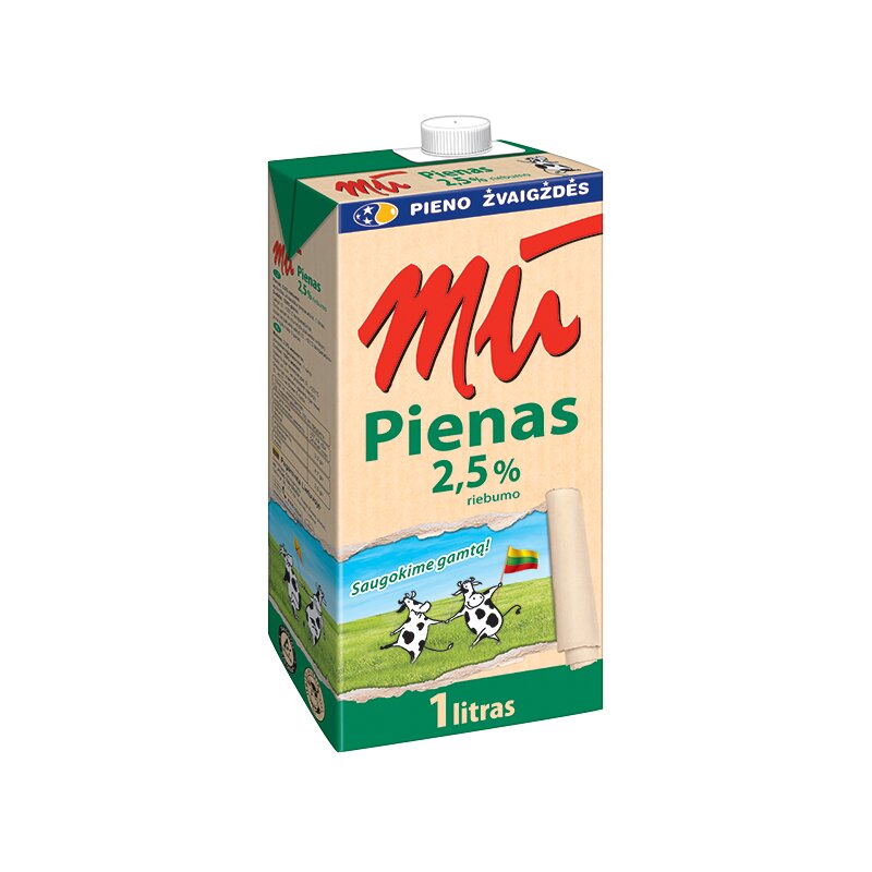Pienas MŪ  2.5% rieb.,1l