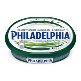 Tepamas sūris PHILADELPHIA su laiškiniais česnakais 11% rieb., 125g