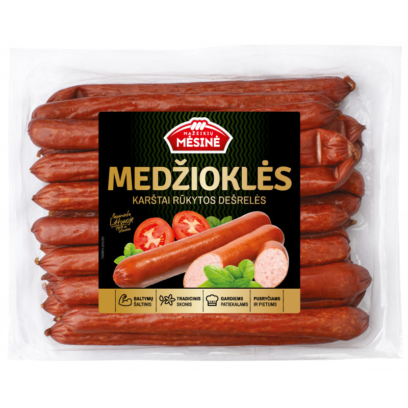 Karštai rūkytos MEDŽIOKLĖS dešrelės,