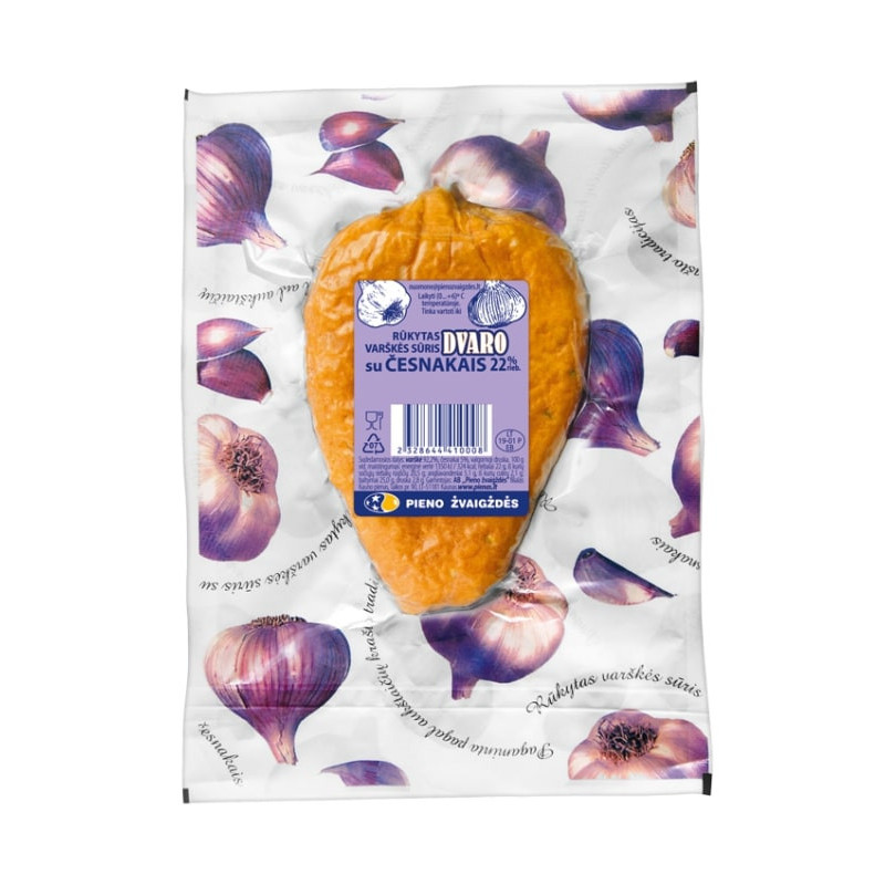 Rūkytas DVARO sūris su česnakais, 22%