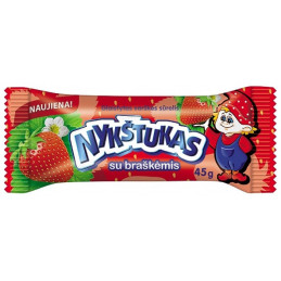 Glaistytas varškės sūrelis NYKŠTUKAS su braškėmis, 45g