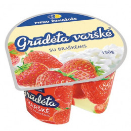 Grūdėta varškė su braškėmis 7% rieb., 150g