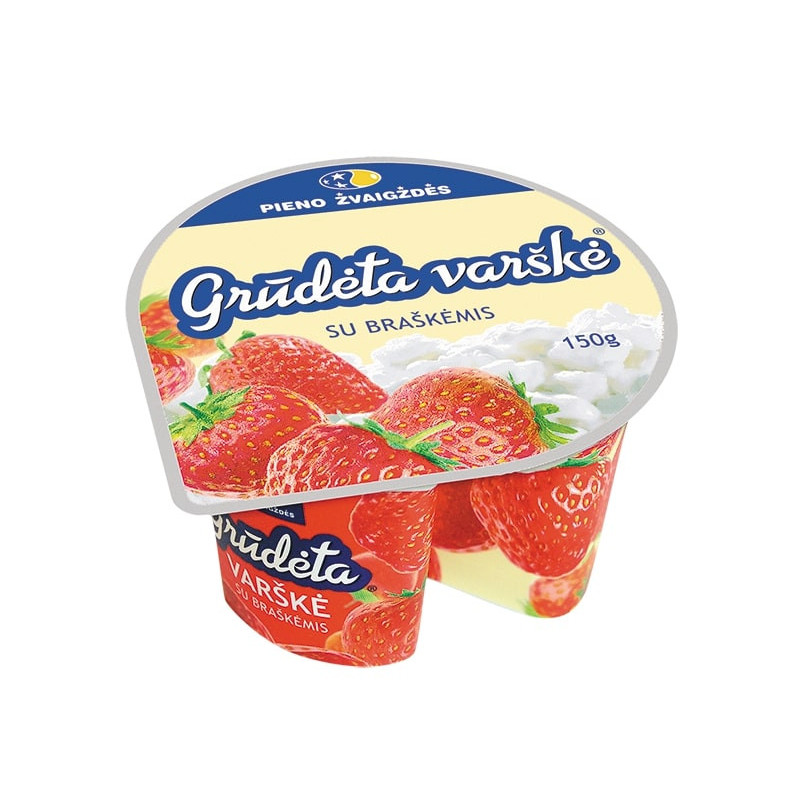 Grūdėta varškė su braškėmis 7% rieb., 150g
