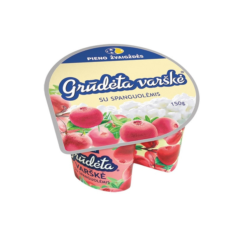Grūdėta varškė su spanguolėmis, 7% rieb., 150g