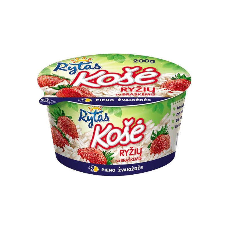 Ryžių košė RYTAS su braškėmis 6% 200g