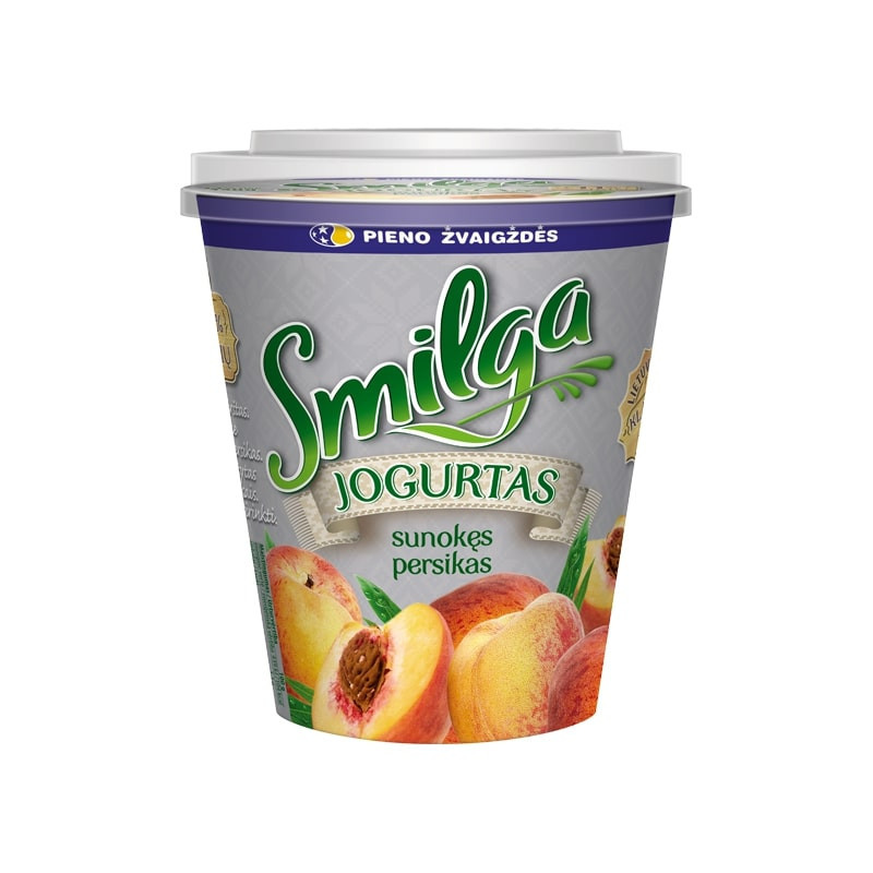 Jogurtas SMILGA su persikų gabaliukais 380g