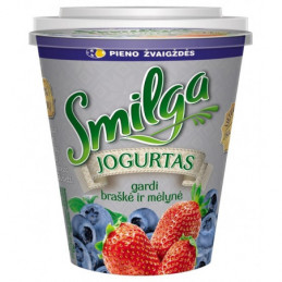 Jogurtas SMILGA su mėlynėmis ir braškėmis 380g