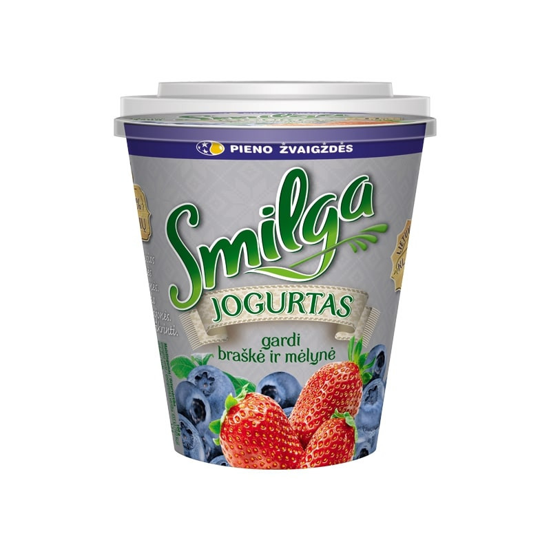 Jogurtas SMILGA su mėlynėmis ir braškėmis 380g