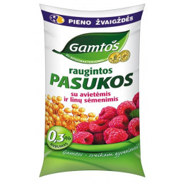 Raugintos pasukos GAMTOS su avietėmis ir linų sėmenimis 0.3% rieb., 0.9 kg