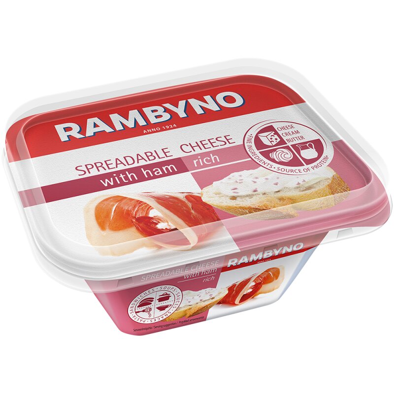 Lydytas tepamas sūrelis RAMBYNAS su kumpiu 50%, 175g