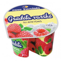 Grūdėta varškė su avietėmis, 7% rieb., 150g