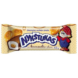 Glaistytas varškės sūrelis NYKŠTUKAS su karamelės įdaru 21% 45g