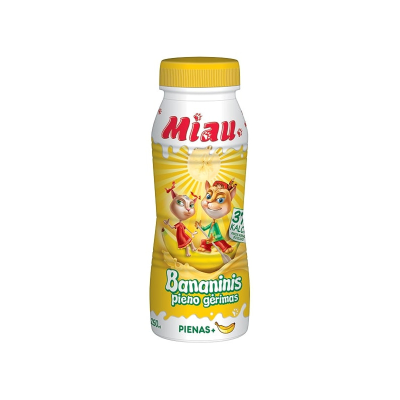 Bananinis pieno gėrimas MIAU, 2,3%, 250ml