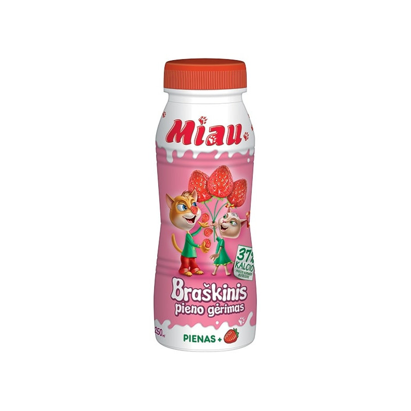 Braškinis pieno gėrimas MIAU, 2,3%, 250ml