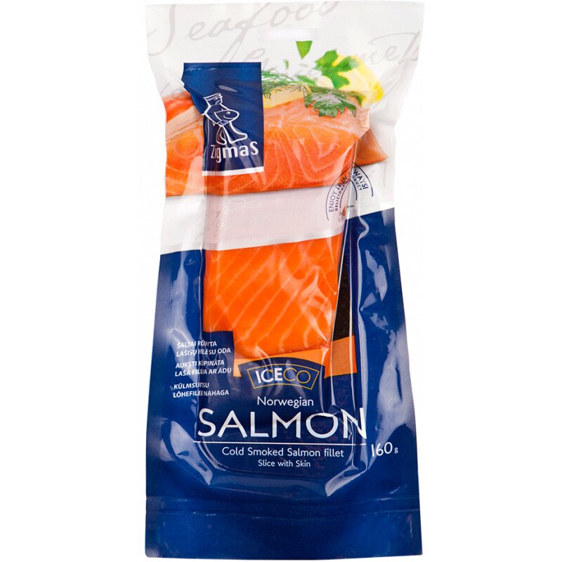 Šaltai rūkyta atlantinių lašišų filė  ZIGMAS  160g