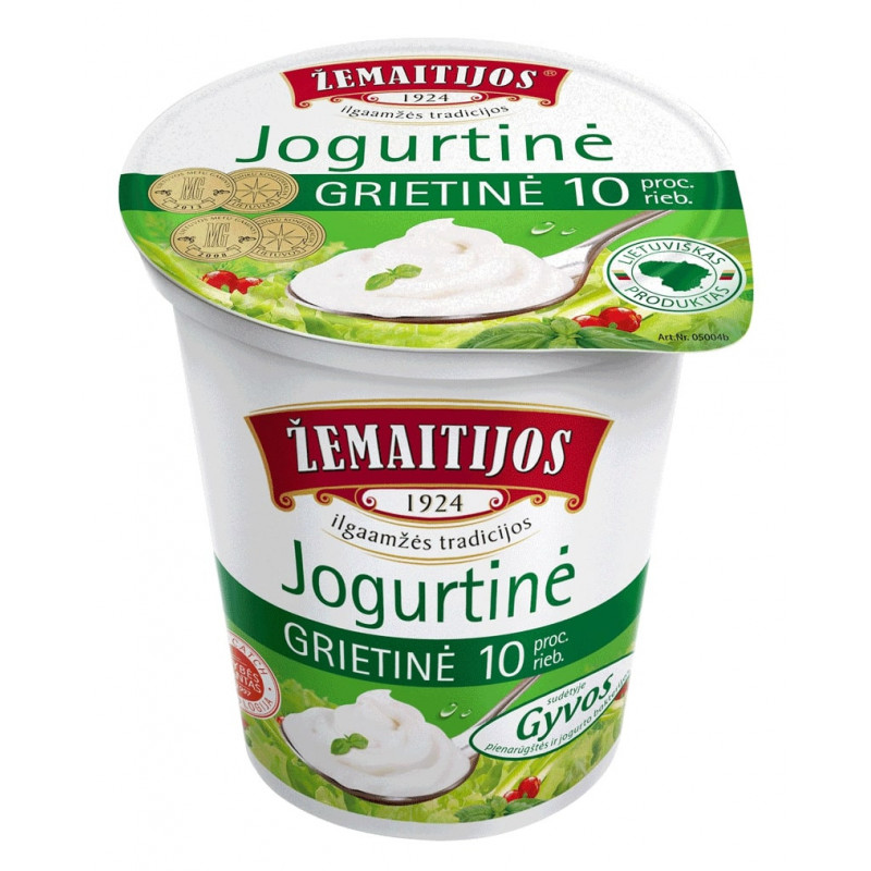 Grietinė jogurtinė ŽEMAITIJOS 400g, 10% riebumo
