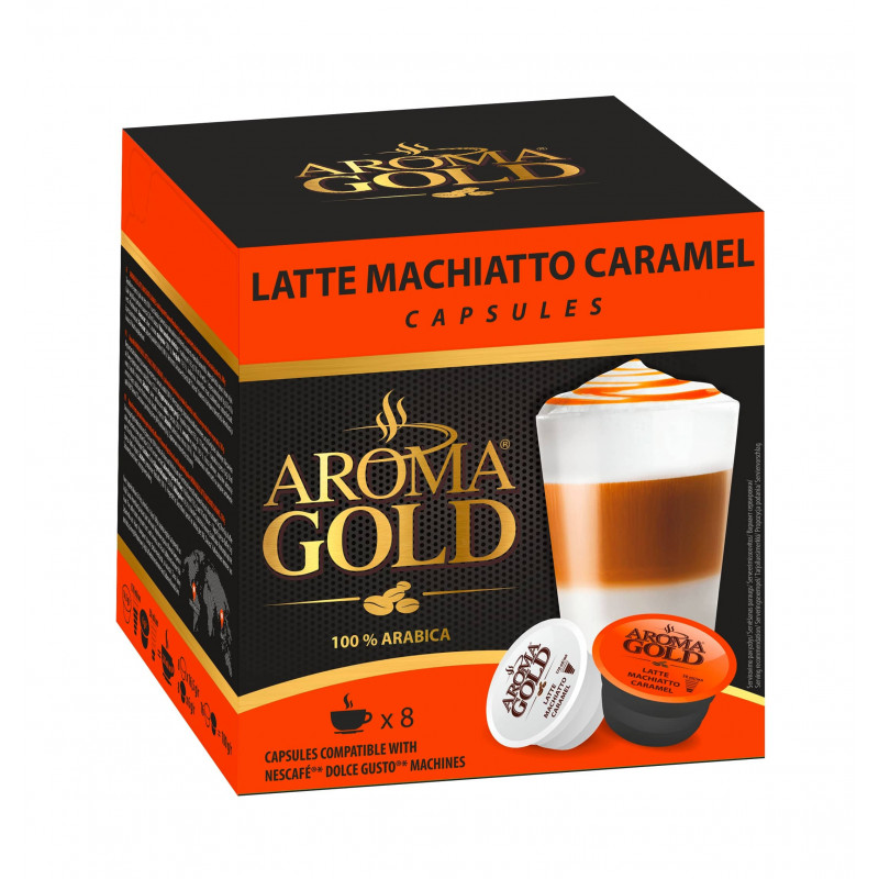 Aroma Gold kavos kapsulės Latte machiatto caramel180g