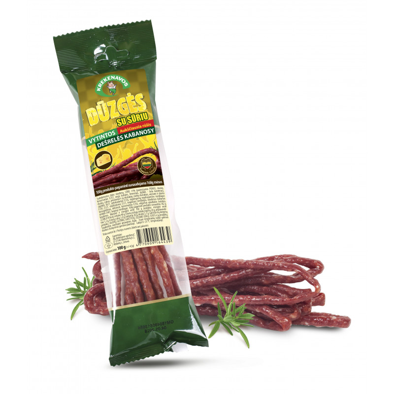 Vytintos dešrelės  Kabanosy Dūzgės  su sūriu 100g