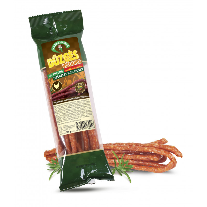 Vytintos vištienos dešrelės  Kabanosy Dūzgės  100g