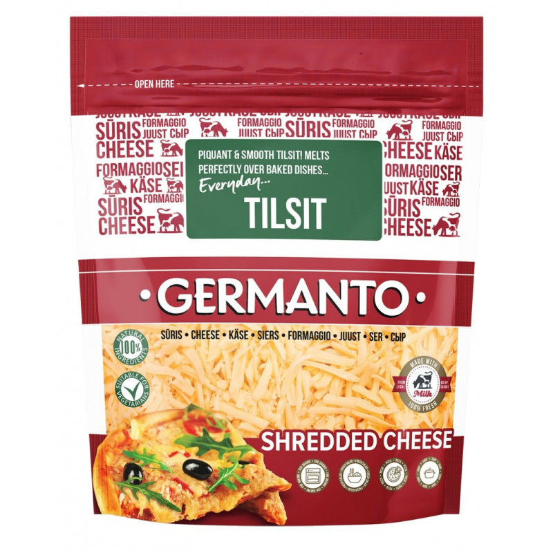 Sūris GERMANTO TILSIT 100g, 45% rieb.s.m., tarkuotas