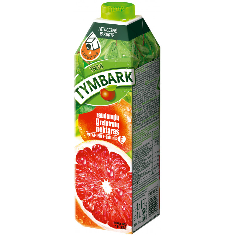 Nektaras raudonųjų greipfruktų  Tymbark  50%, 1l