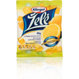 Želė skaidri citrinų skonio 80g +10 vitaminų/Klingai