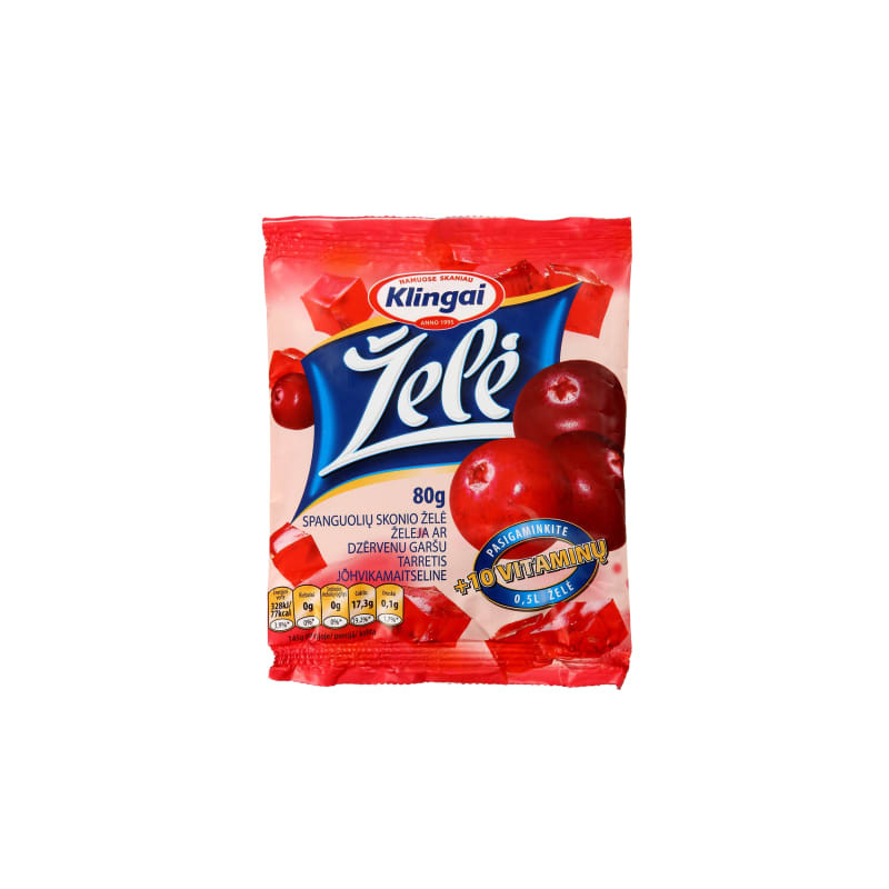 Želė spanguolių 80g +10 vitaminų /Klingai