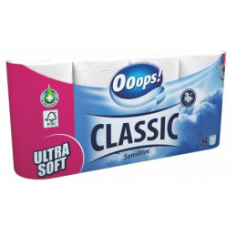 Tualetinis popierius OOOPS! Classic Sensitive 8vnt., 3 sluoksniai