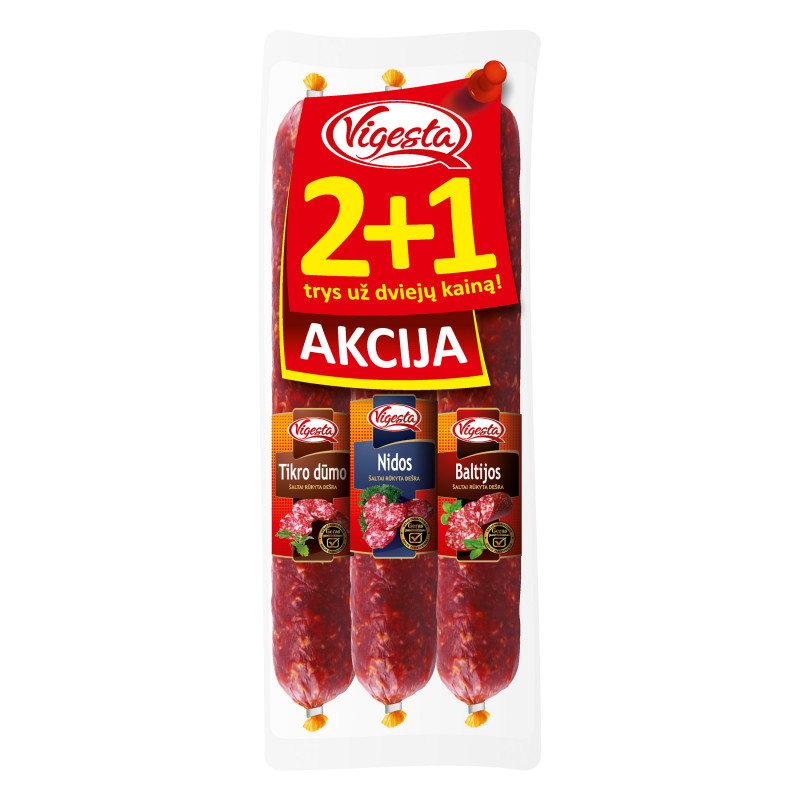 Šaltai rūkytų dešrų rinkinys (2+1), 510g