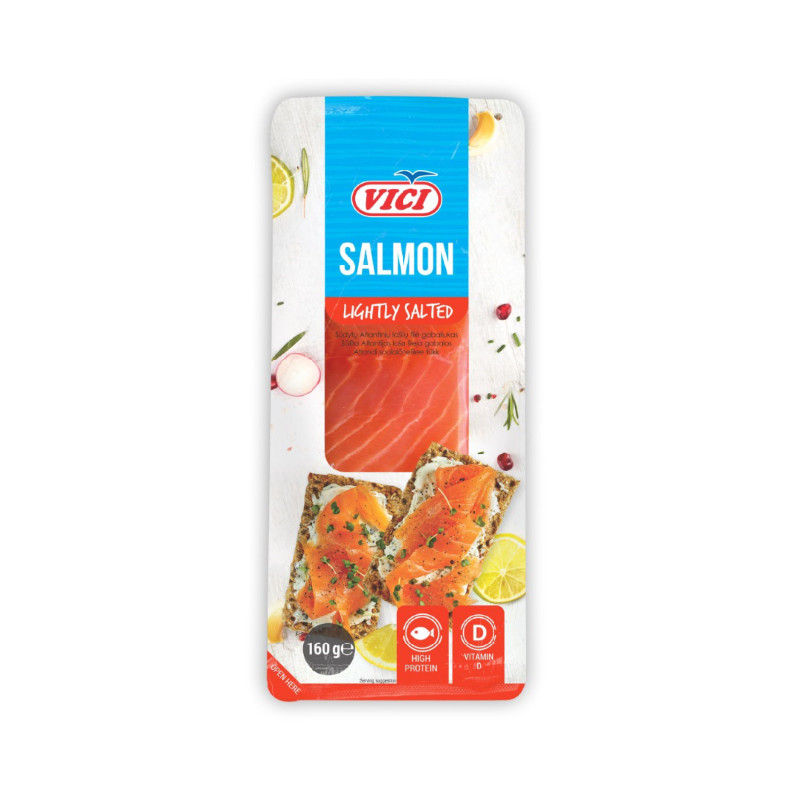 Sūdytų atlantinių lašišų filė gabaliukai VIČI, 160g