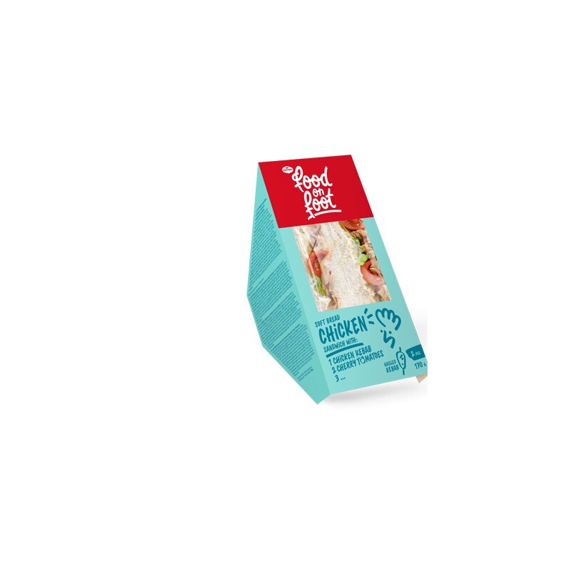 Sumuštinis SOFT BREAD su vištienos kebabu, vyšniniais pomidorais ir švelniai aštriu padažu, 170g