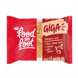 Sumuštinis GIGA  su jautienos kebabo mėsa, sūriu ir aštriu padažu, 255g