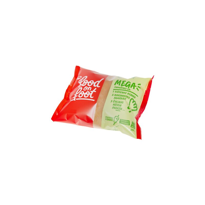 Sumuštinis MEGA su vištienos kebabu ir marinuotais agurkais, 255g