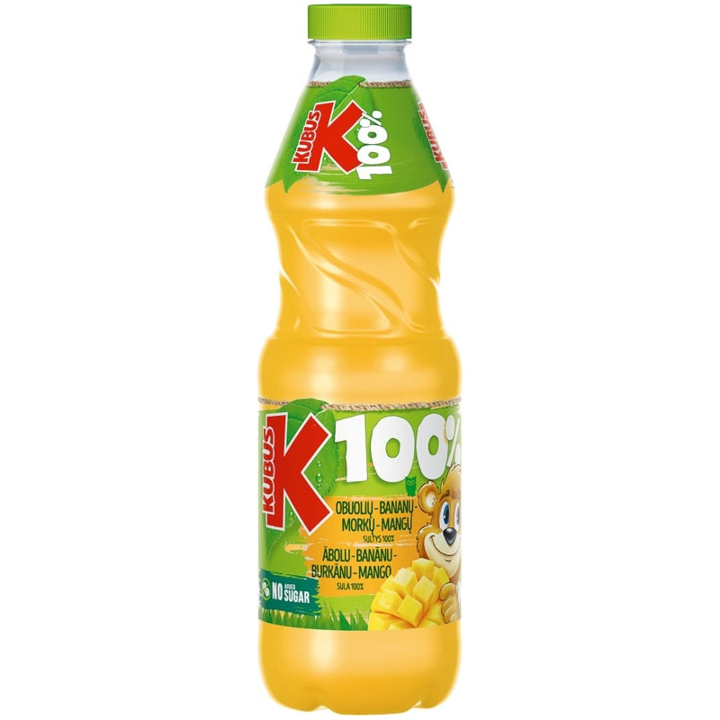 Obuolių,bananų, morkų, mangų sultys 100%  Kubus su vitaminu, 850 ml