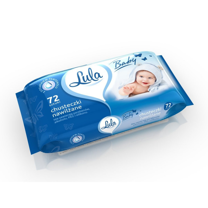 Drėgnos servetėlės su pantenoliu LULA, 72 vnt.