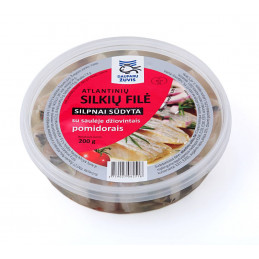 Silkių filė gabaliukai su saulėje džiovintais pomidorais aliejuje, 200g