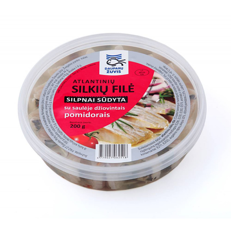 Silkių filė gabaliukai su saulėje džiovintais pomidorais aliejuje, 200g