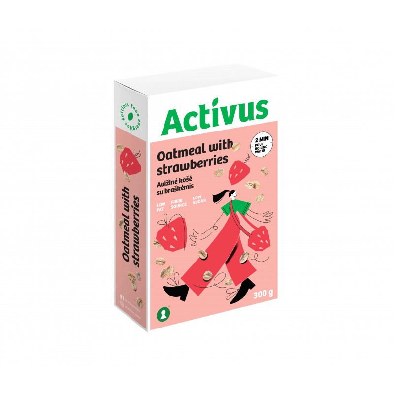 Avižinių dribsnių košė ACTIVUS (su braškėmis), 300g