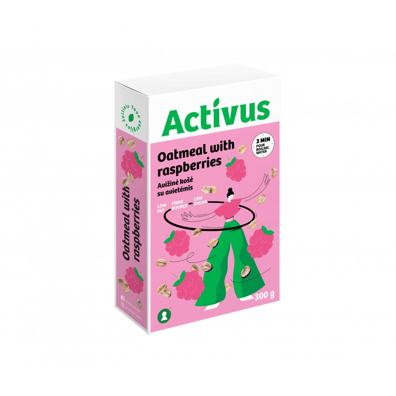 Avižinių dribsnių košė ACTIVUS (su avietėmis), 300g